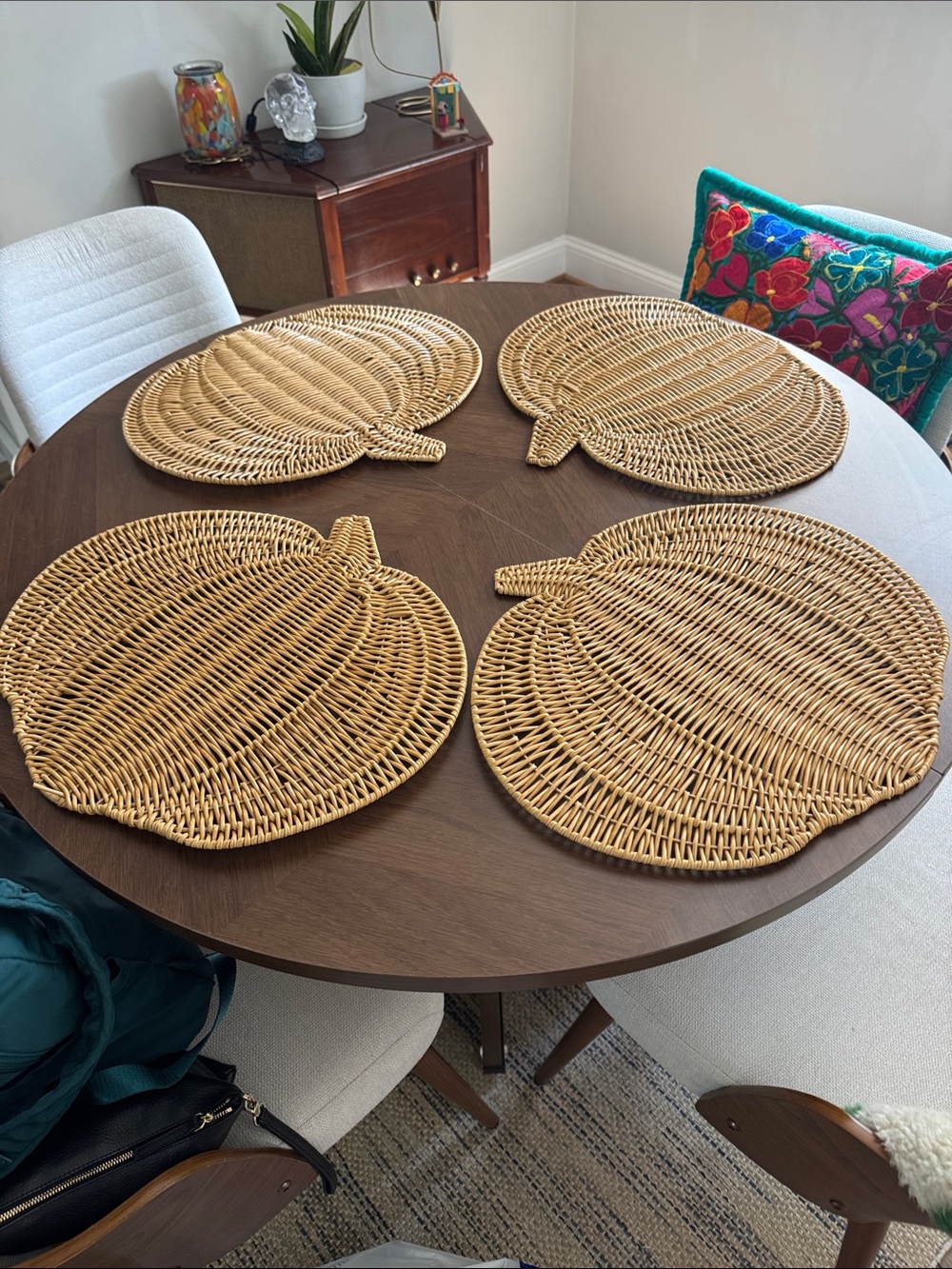 Natural Woven Rattan Placemat Set - 4 Pack